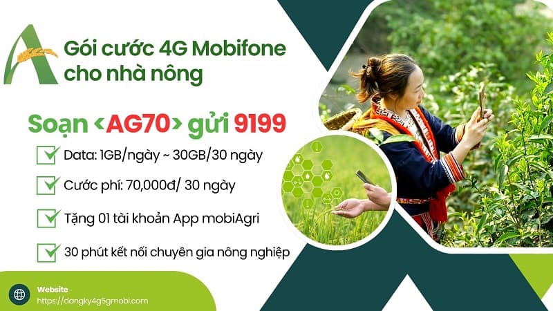 Gói cước 4G Mobifone 70K - 30GB/Tháng
